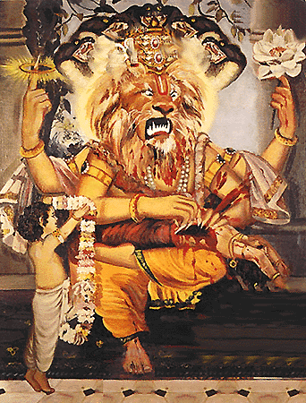 Prahlada Offers Garland to Lord Nrsimhadev